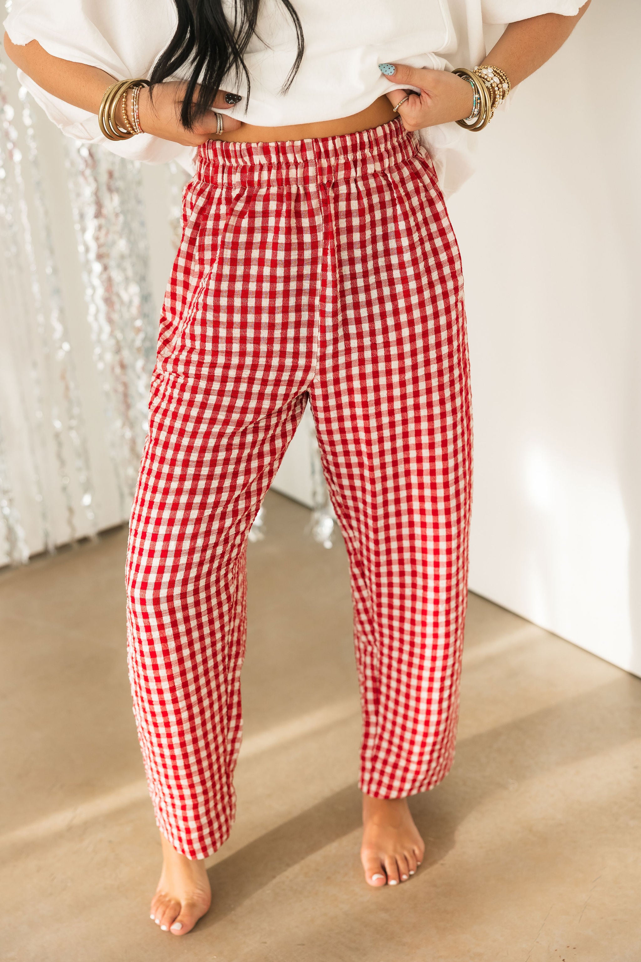 Summer Picnic Gingham Pants | Red Lexi Jade's Boutique