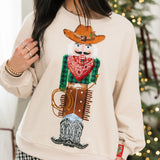 Beige Cowboy Nutcracker Sweatshirt | Queen Of Sparkles