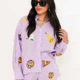 Licensed LSU Mini Icon Striped Button Down | Queen Of Sparkles