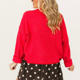 Piper Stripe Cardigan | Cherry Red Pink