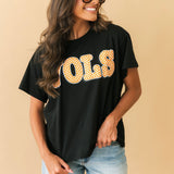 Licensed Tennessee Black Patterned Letters Tee | Queen Of Sparkles