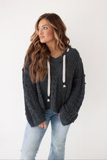 HOODED CHENILLE SWEATER | GRAY