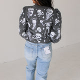 Charcoal Skull & Crossbones Deck Of Cards Sweatshirt | Queen Of Sparkles