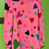 Pink Groovy Hearts All Over Sweatshirt Dress