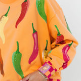 Coral Multi Chili Pepper Sweatshirt | Queen Of Sparkles