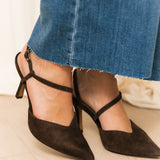 Kamra Heels | Dark Brown Suede