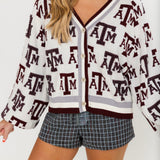 Licensed Texas A&M Knit In Mascot Rhinestone Cardigan | Queen Of Sparkles