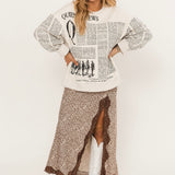 White & Black 'Queen Of News' Sweatshirt | Queen Of Sparkles