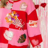Red & Pink Checkered Valentines Icon Sweatshirt | Queen Of Sparkles