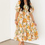Poppy Puff Sleeve Midi Dress