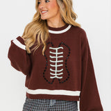 Brown Football Sweater | Queen Of Sparkles