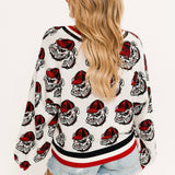 Licensed UGA Knit In Mascot Rhinestone Cardigan | Queen Of Sparkles