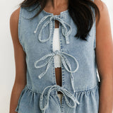 Say My Name Denim Front Tie Top