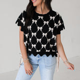 Bow Sweater Top | Black