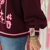 Maroon & Pink Logo Sweatshirt | Queen Of Sparkles