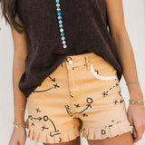 Football Tan Denim Short