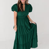 Anne Puff Sleeve Tiered Maxi | Green