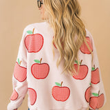 Light Pink & Red Gingham Apple Sweatshirt | Queen Of Sparkles