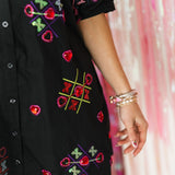 XOXO Tic Tac Toe Cotton Button Up Dress