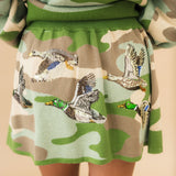 Green Camo Ducks Flying Knit Skirt | Queen Of Sparkles