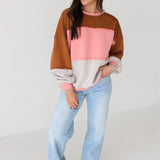 Color Block Sweatshirt | Mocha Blush