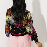 Black Multi Rainbow Firework Button Up Cardigan | Queen Of Sparkles