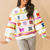 Grey Multi 'ABC's' Sweatshirt | Queen Of Sparkles
