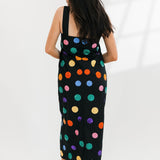 Black Multi Polka Dot Cotton Midi Dress | Queen Of Sparkles