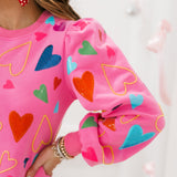 Pink Groovy Hearts All Over Sweatshirt Dress