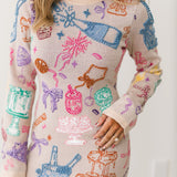 Light Pink Birthday Icon Knit Dress | Queen Of Sparkles