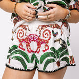 White & Black Trim Safari Short | Queen Of Sparkles