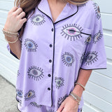 Lavender Evil Eye Pajama Top | Queen Of Sparkles