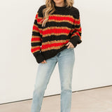 Frankie Cable Striped Pullover | Chocolate Combo