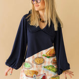 Navy & Pink Gingham Colorblock Thanksgiving Meal Collar Dress | Queen Of Sparkles