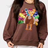 Brown Rainbow Flower Turkey Sweatshirt | Queen Of Sparkles