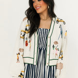 White Multi Golf Icon Cardigan | Queen Of Sparkles