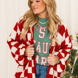 Checkered Cardigan | Red