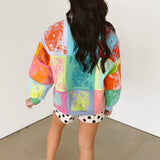 Multi Colorblock QOS Card Logo Sweatshirt | Queen Of Sparkles
