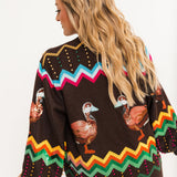 Brown Multi Zig Zag Duck Cardigan | Queen Of Sparkles