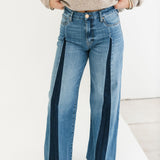 Meg Wide Leg Jean | Front Pleat Shadow