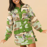 Green Camo Ducks Flying Knit Skirt | Queen Of Sparkles