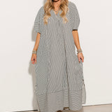 Harbor Stripe Midi Dress | Black