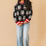 Licensed UGA Knit In Rhinestone Sport Stripe Sweater | Queen Of Sparkles