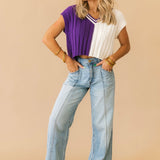 Gameday Cropped Sweater | Purple White