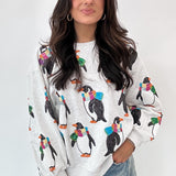 Light Grey Penguin With Scarf Sweatshirt