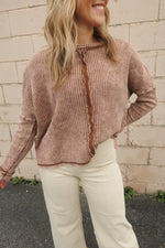 WASHED WAFFLE TOP | CAMEL