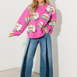 Hot Pink Rainbow Birthday Cake Sweatshirt | Queen Of Sparkles