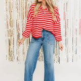 Piper Striped Cardi | Pink & Red