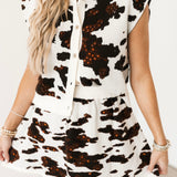White & Brown Sequin Cow Print Skirt | Queen Of Sparkles