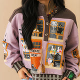 Brown & Purple Haunted House Henley Sweatshirt | Queen Of Sparkles
